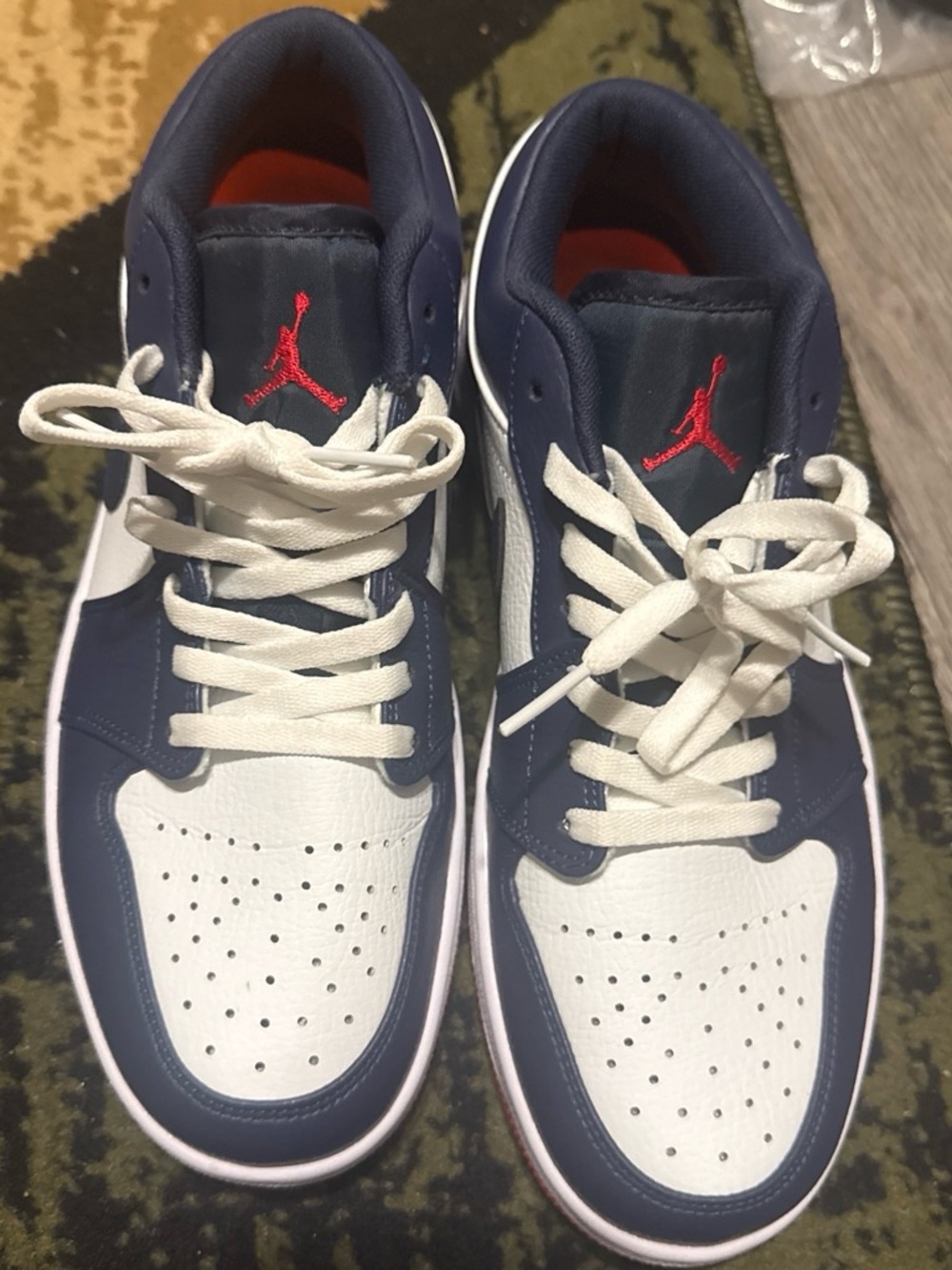 Jordan Men's Low-Top Sneakers in Navy, White & Red